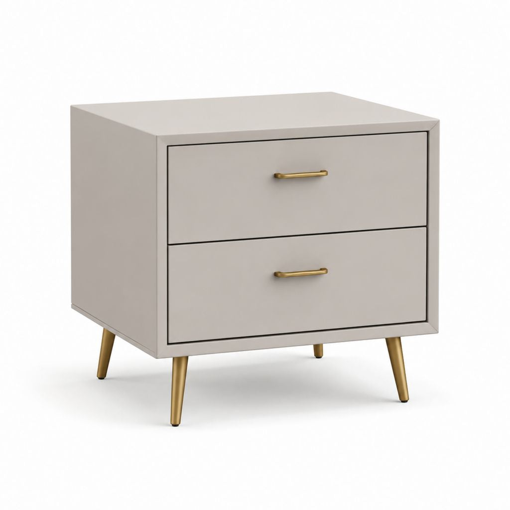Comodino a 2 cassetti beige in MDF e acciaio 60 x 40 x 60 cm