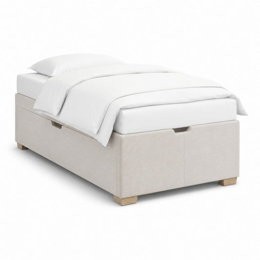 Letto contenitore singolo beige in poliestere rettangolare 90 x 200 cm