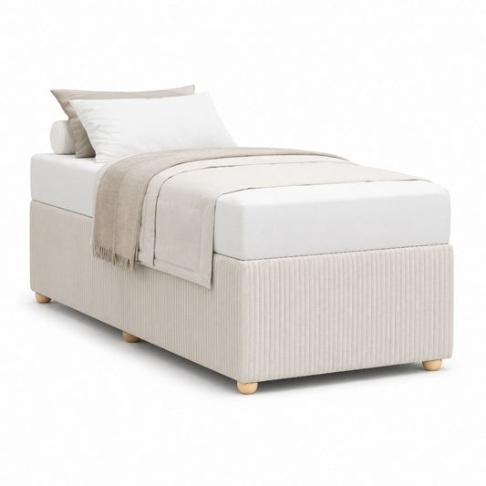 Letto singolo imbottito avorio in poliestere a 90 x 200 cm