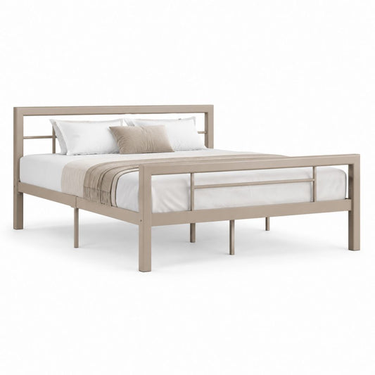 Letto matrimoniale in acciaio beige con struttura rettangolare 160 x 200 cm