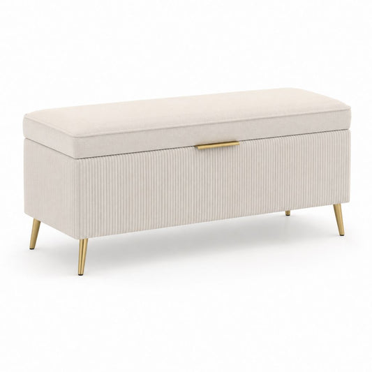 Panca contenitore fondoletto beige in poliestere rettangolare 100 x 40 x 45 cm