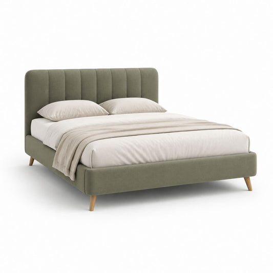 Letto matrimoniale imbottito verde in poliestere 160 x 200 cm