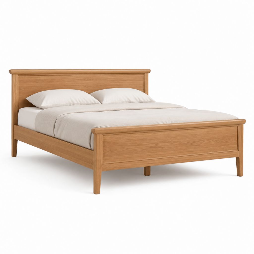 Letto matrimoniale con struttura in legno massello color rovere 160 x 200 cm