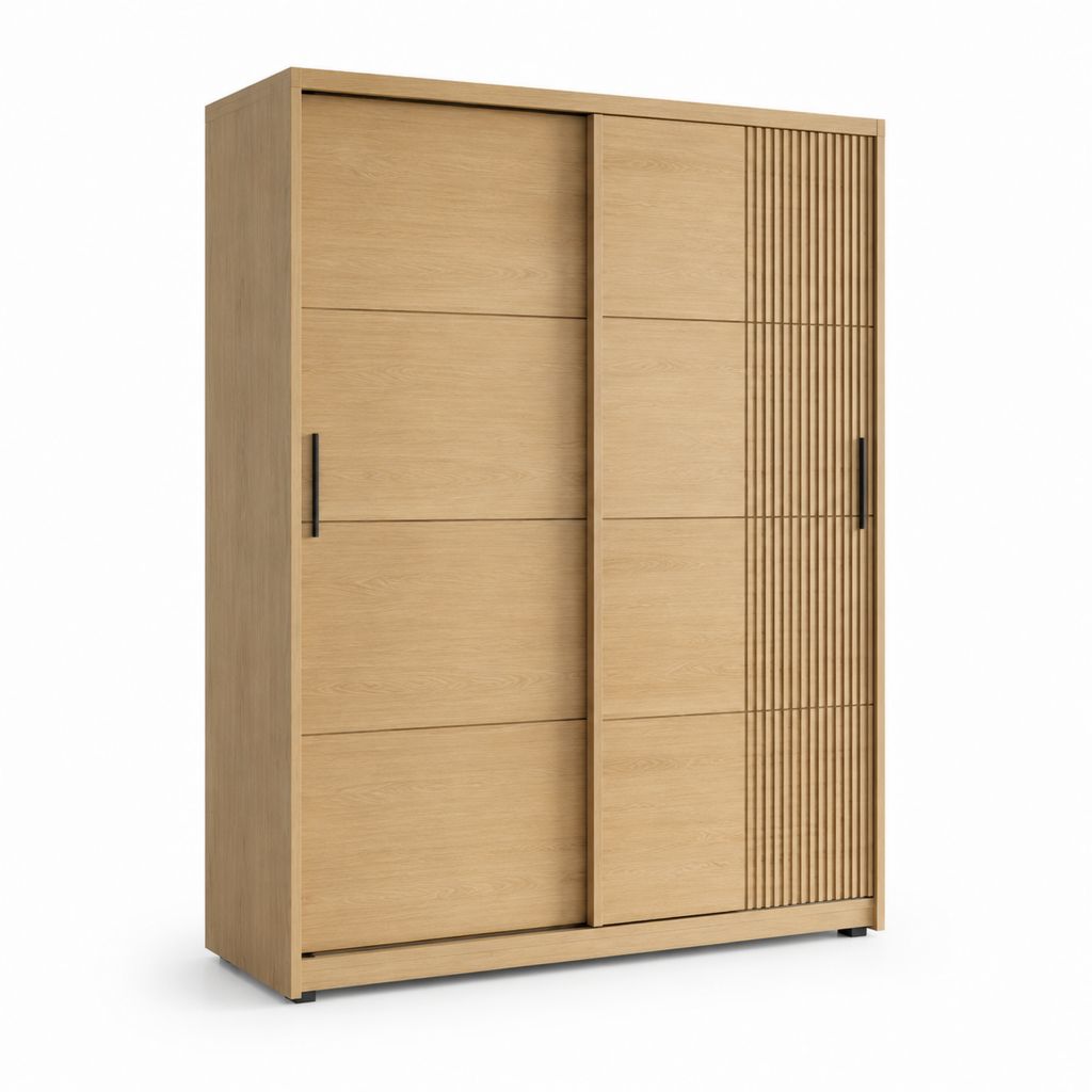 Armadio guardaroba a 2 ante scorrevoli rovere naturale in truciolare nobilitato rettangolare 180 x 60 x 200 cm