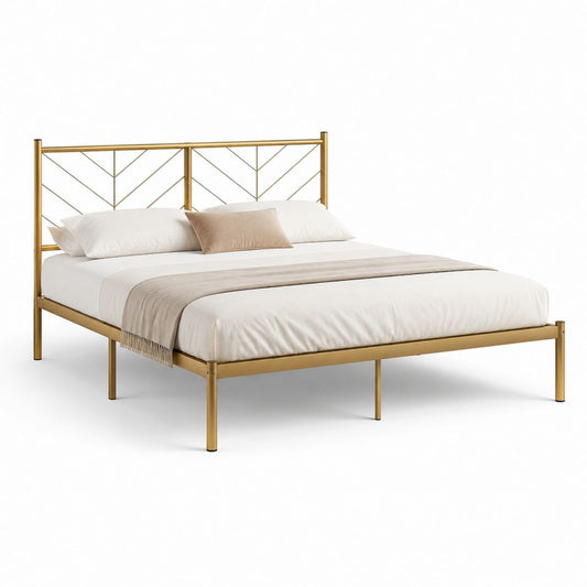 Letto matrimoniale con struttura in acciaio dorato 160 x 200 cm